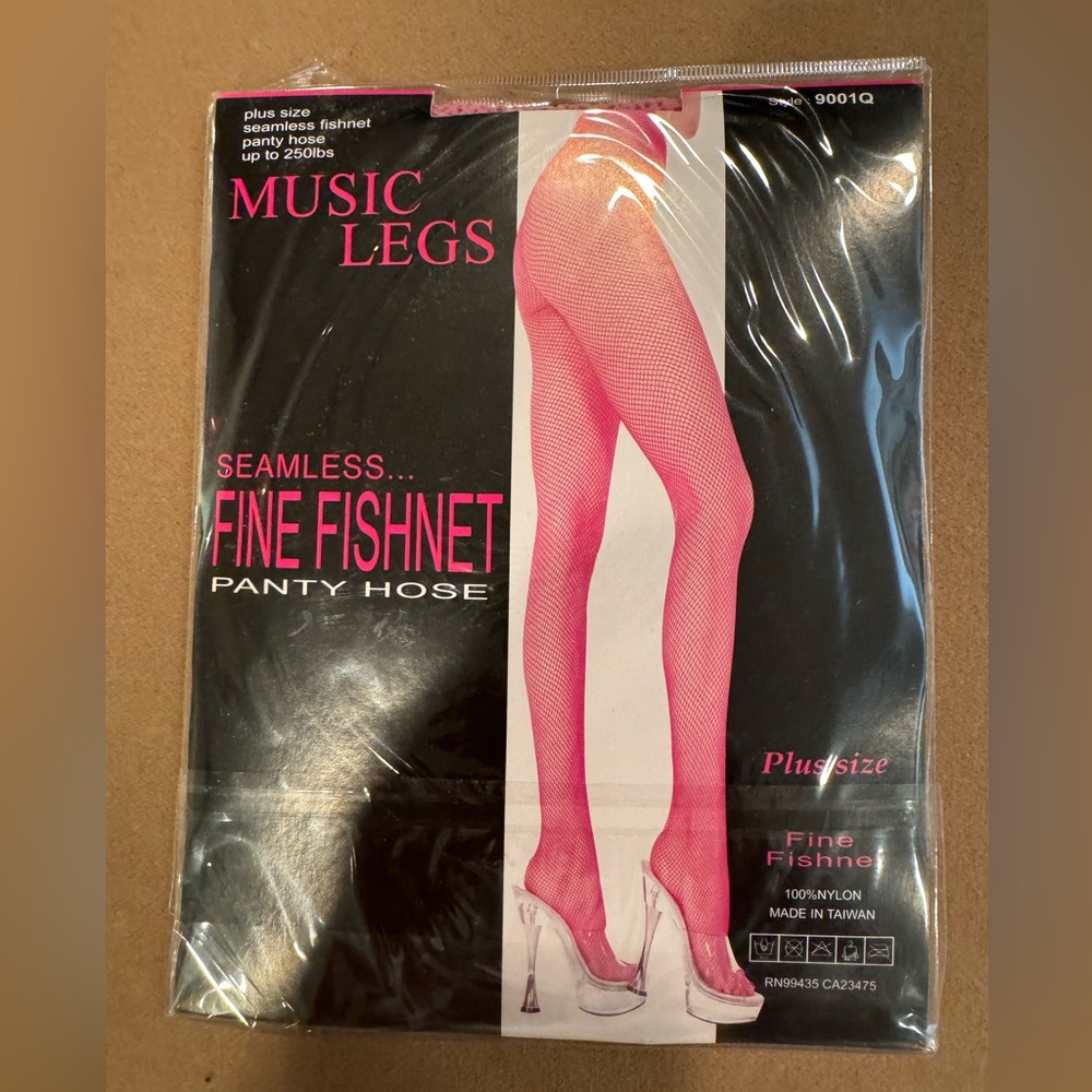 Music Legs Pink Fishnet Tights - size plus